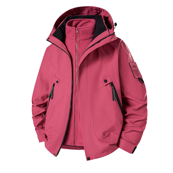 Herr 3-i-1 Softshell Parka med Uttagbar Fleece Inre Jacka och Technical Huva