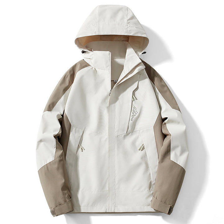 Herr Colorblock softshell Trekker Jacka med huva, dold dragkedjas och sidofickor