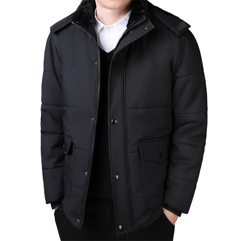 Herr Short-Cut Quiltad Thermo Quiltad Jacka med Quiltad Foder och Faux Fur Krage