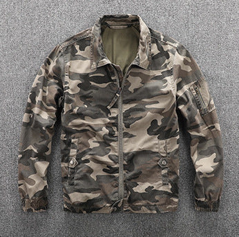 Herr Funktion Blouson i Camouflage Mönster med Dragkedja och Arm Dragkedja Ficka