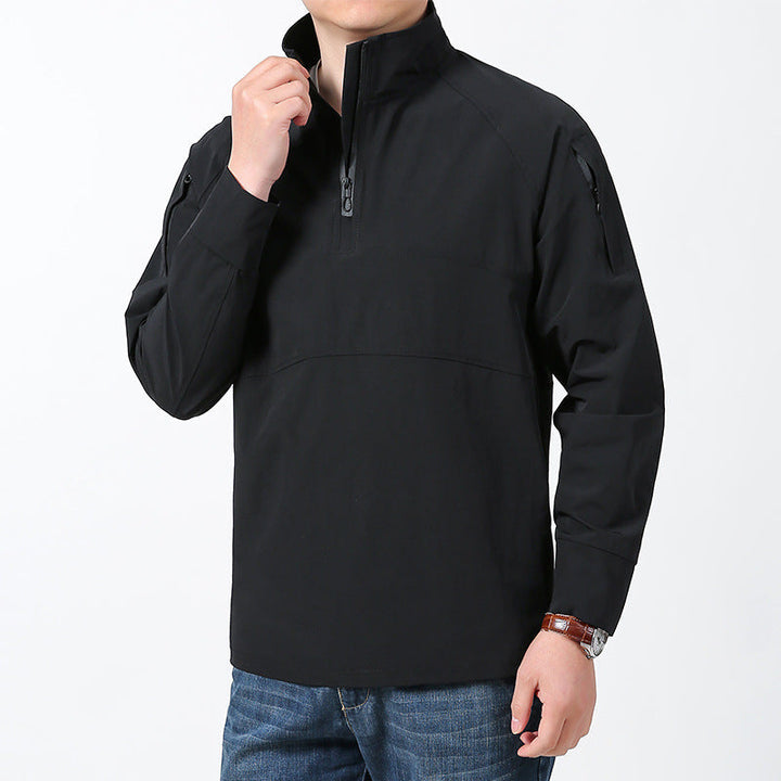 Herr Softshell Pullover med Kort Dragkedja, Ärmficka, och Raglanärmar