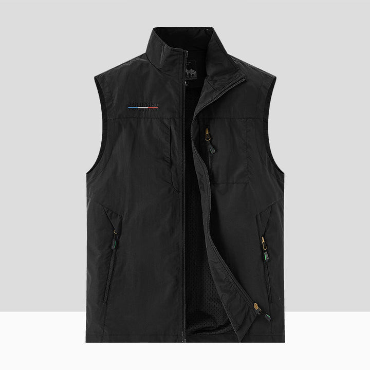 Herr Lätt Multifunctional Utomhus Utility Väst med Mesh Foder och Flera Dragkedjefickor