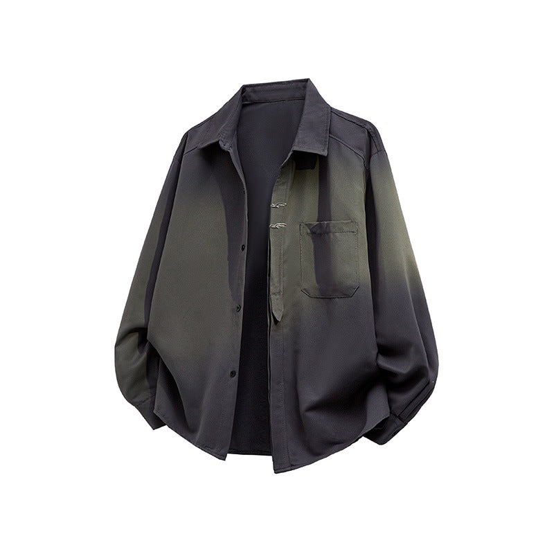Unisex Oversize Skjortjacka i A Minimalistisk Utility Look med Chest Ficka och Dold Knapp Knäppning