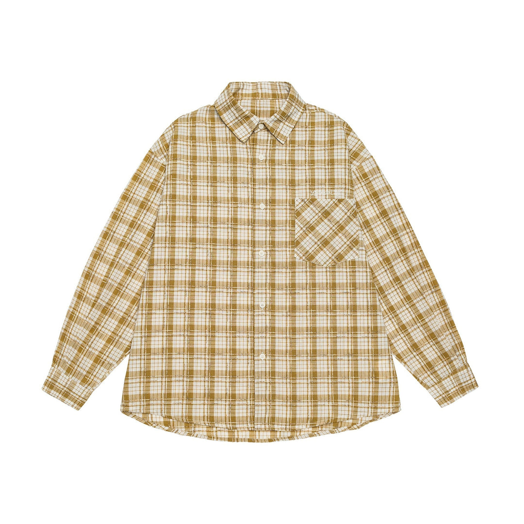 Unisex Oversized Skjorta Jacka i Rutig Bomull Look med Rounded Fåll och Breast Ficka