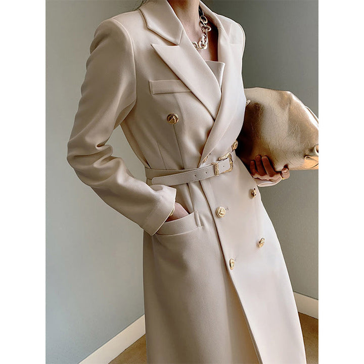 Dam elegant Double-breasted trenchcoat med midjebälte