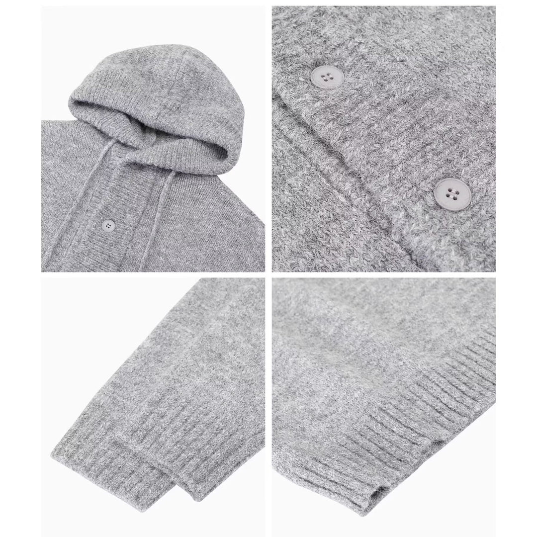 Herr Modern Chunky Stickad Tröja med Huva