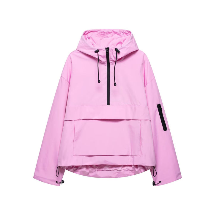 Unisex technical vindjacka anorak med half-height dragkedja huva och kangaroo pocket