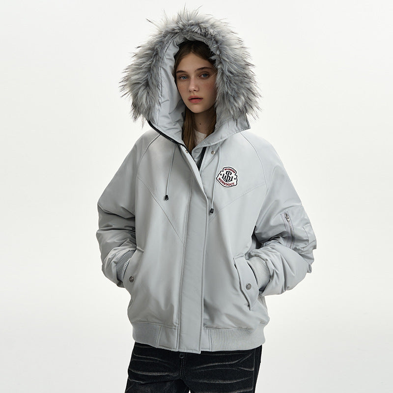Dam oversize thermo parka med voluminous huva, detachable faux fur trim och ribbed muddar