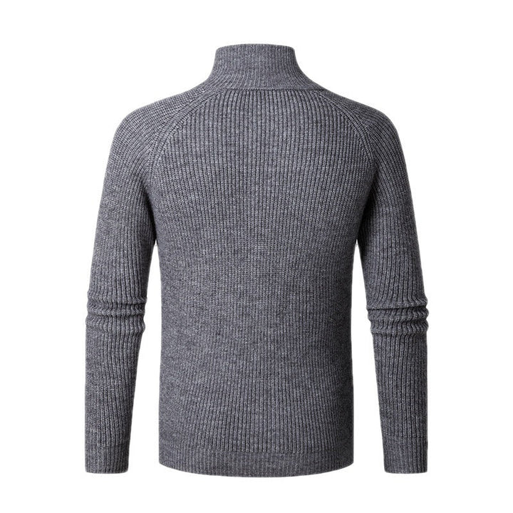 Herr Smal Dragkedja Cardigan Gjord av Merino Mix med Ribbad Structure och Raglanärmar
