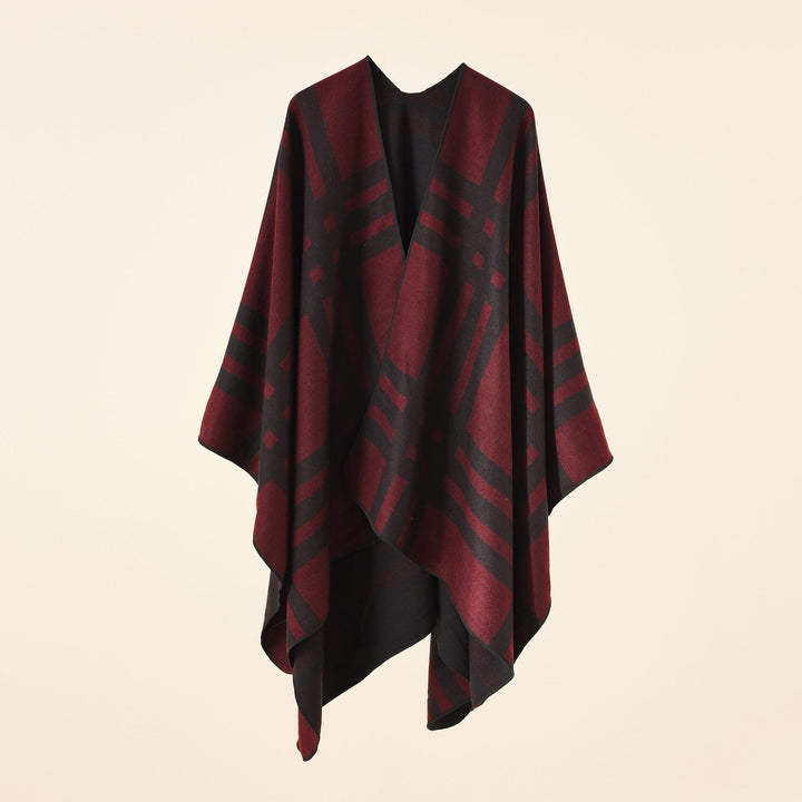 Dam Jacquard poncho med Paisley mönster