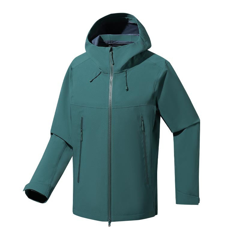 Herr vatten- och vindtät softshell utomhusjacka med justerbar huva