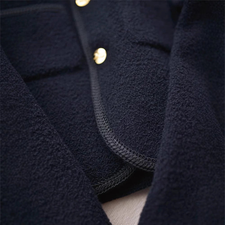 Dam modern Bouclé jacka med Golden knappar