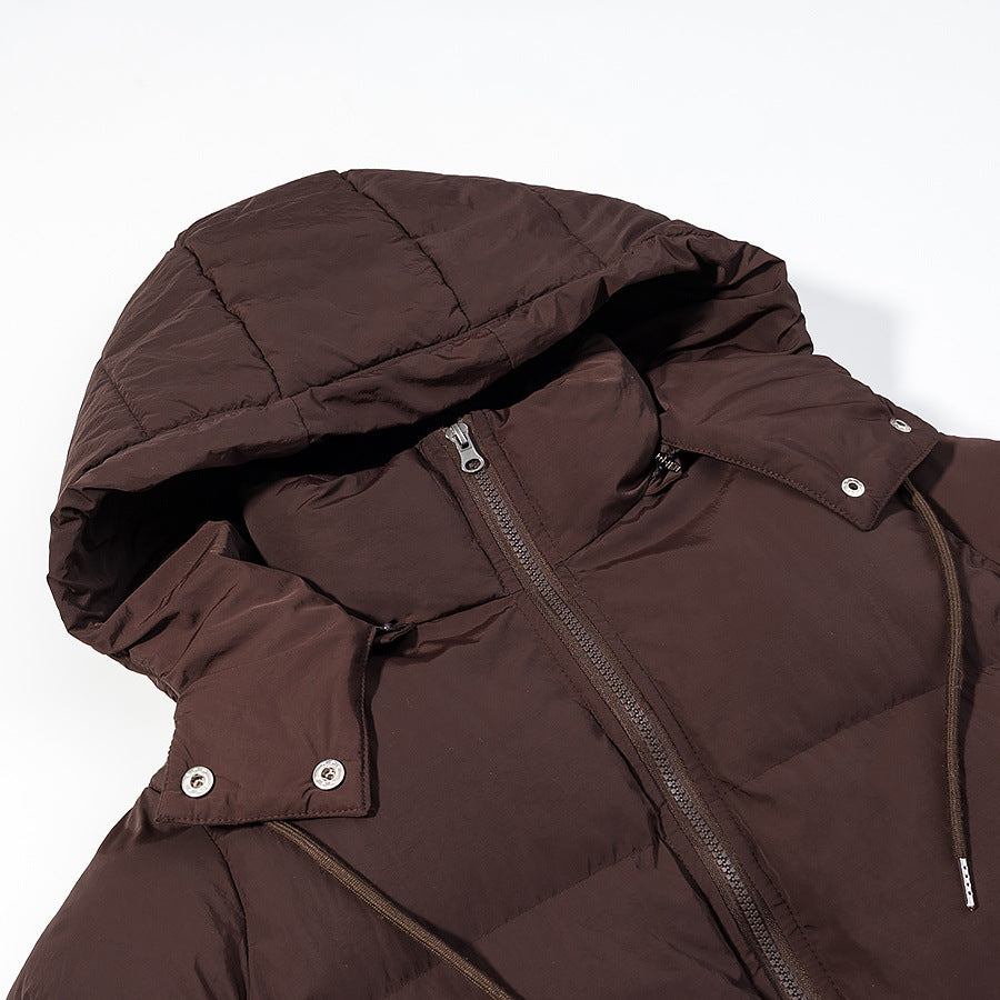 Dam vadderad quiltad jacka med huva, drawstring waist och two-way dragkedja
