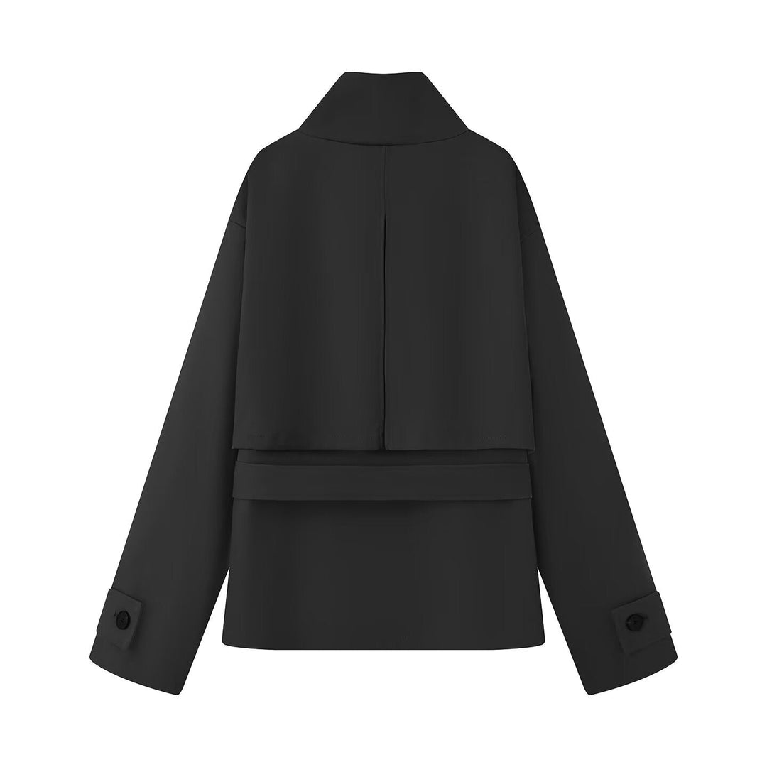 Dam Kort Jacka i Utility Stil med Waist Belt och Shoulder Pads