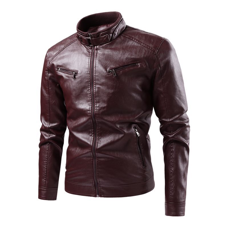 Herr Modern Läderimitation Jacka med Quiltad Detaljer