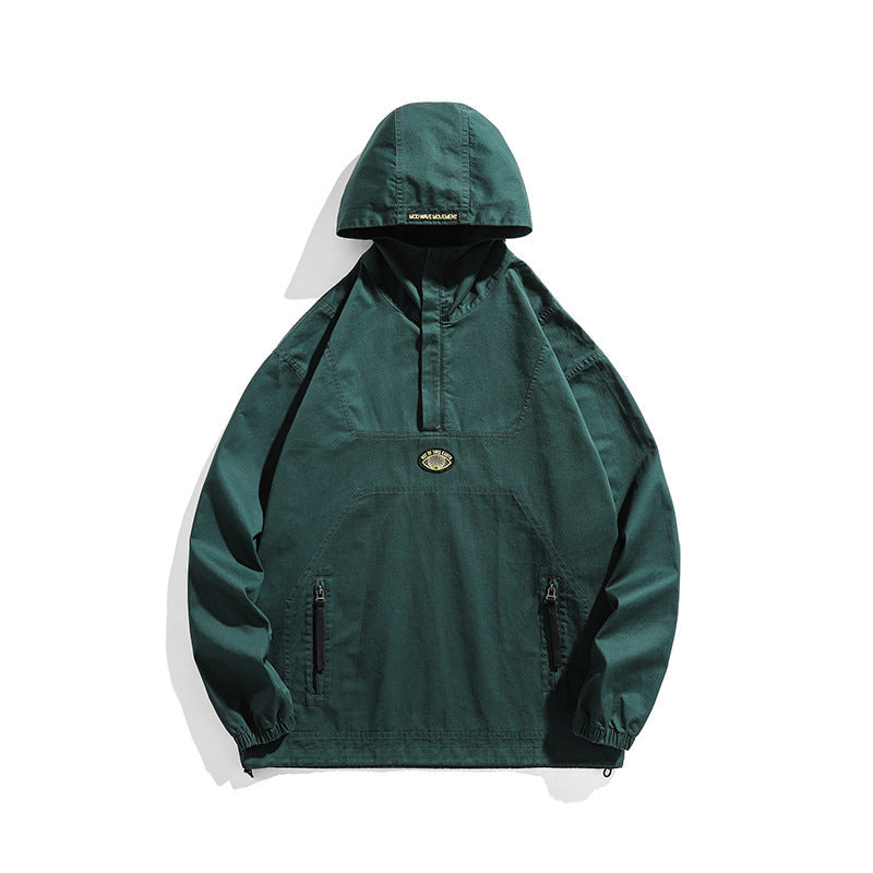 Herr med huva Anorak Pullover Jacka i Oversize Funktion Stil
