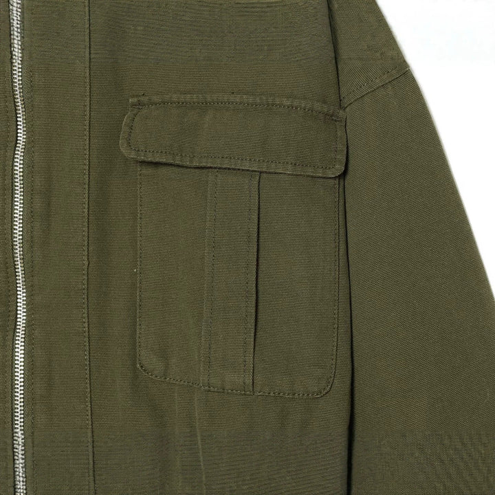 Dam Kort Utilityjacka med Dragkedja, Patch Chest Fickor och Waist Drawstring