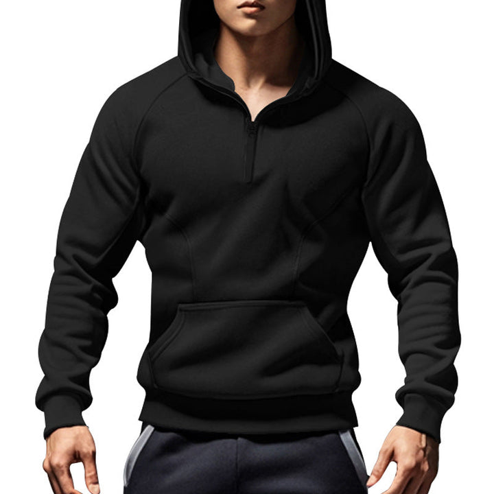 Herr Ledig med Huva College-Tröja med Kort Fram Dragkedja, Ergonomic Raglan Skärning, och Känguruficka
