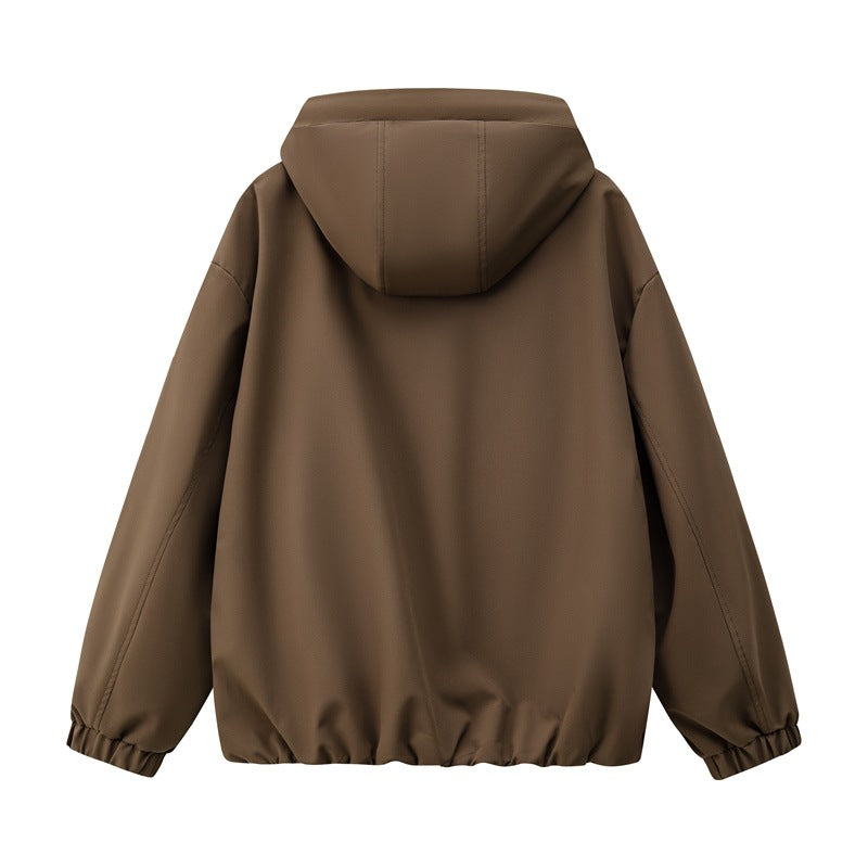 Herr Lätt med Huva Utility Övergångsjacka med Water-Repellent Outer Shell och Elastic Fåll