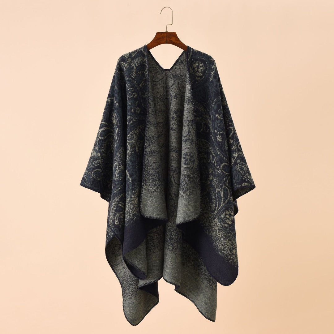 Dam Jacquard poncho med Paisley mönster