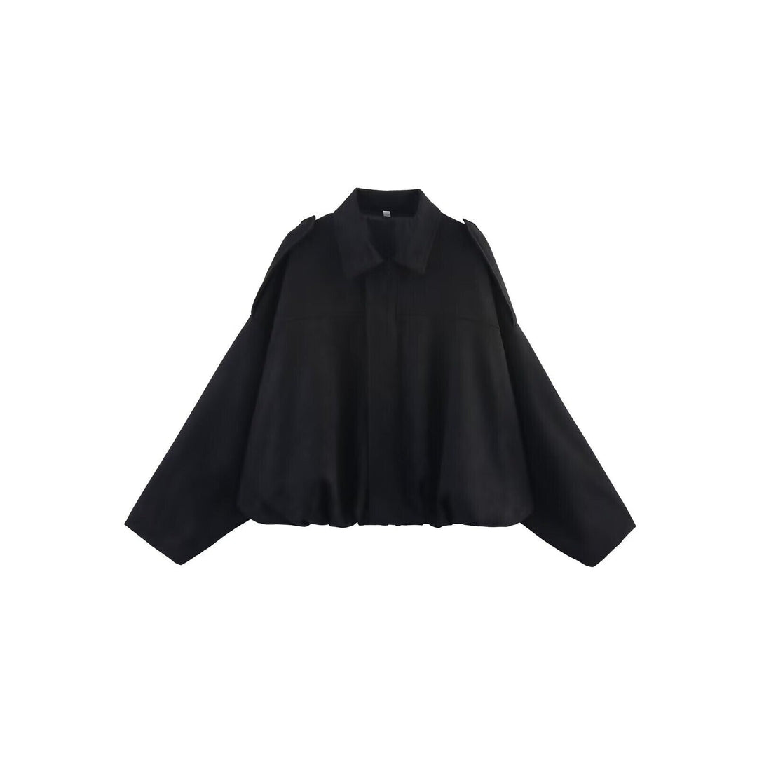 Dam oversize kort Velour Blouson med fåll med dragsko och Shoulder Epaulettes