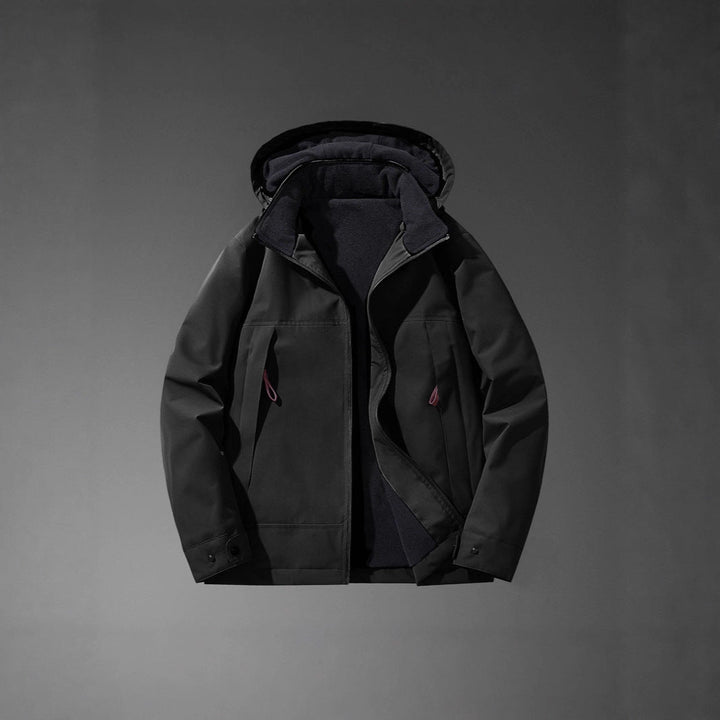 Men Vattenavvisande Multi-Pocket Jacka med Huva och Fleecefoder