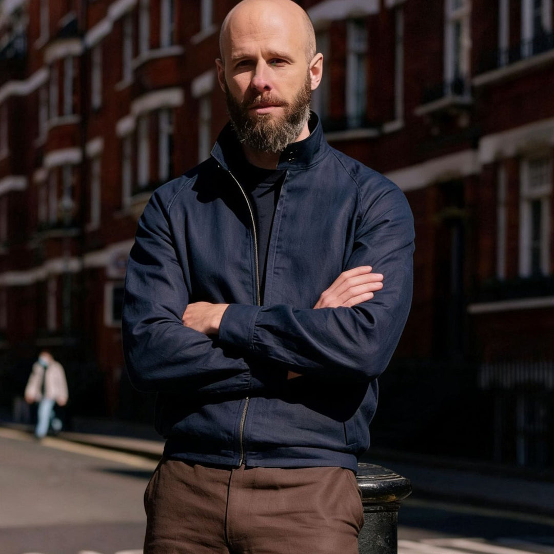 Herr Lätt Harrington Jacka med Stående Krage och Dragkedja