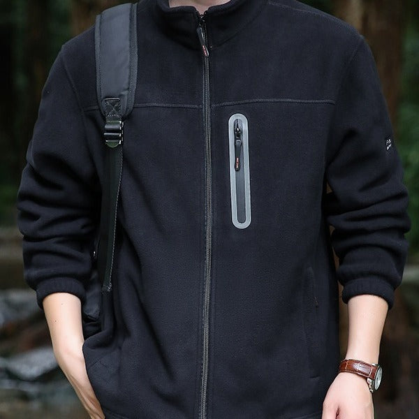 Herr Andningsbar Microfleece Jacka med Vattenavvisande Bröst Zip Knapplist och Stående Krage