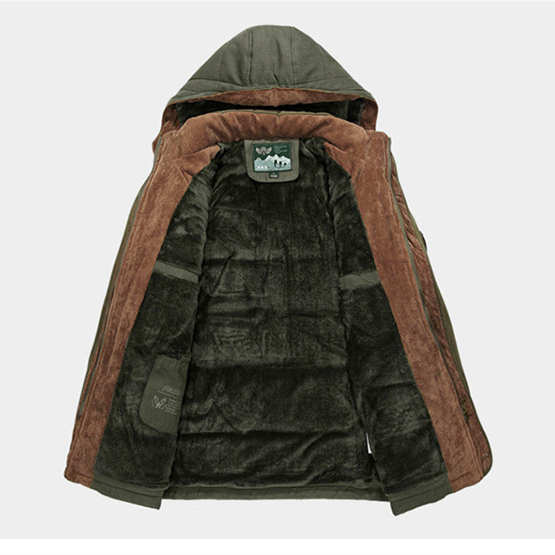Herr Vadderad Vinter Parkas med Huva och Teddyfoder