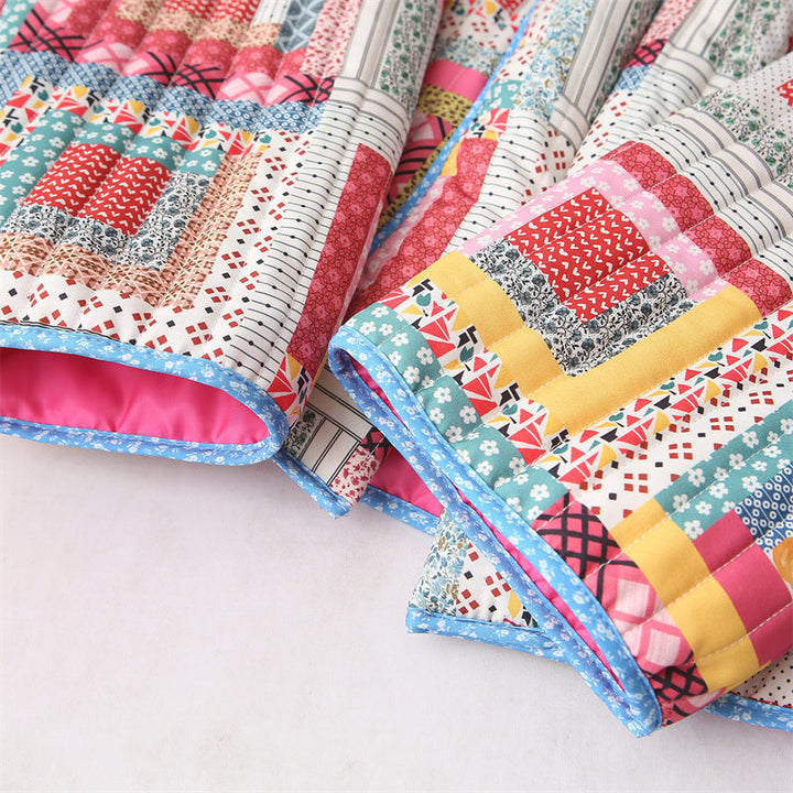 Dam Nano quiltad Cropped Patchwork jacka med sjalkrage och Boxy skärning
