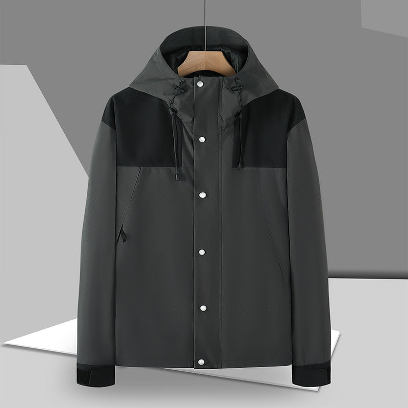 Herr Minimalistic Softshell-Luvtröja Jacka med Concealed Press Knapplist