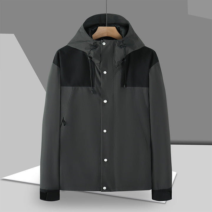 Herr Minimalistic Softshell-Luvtröja Jacka med Concealed Press Knapplist