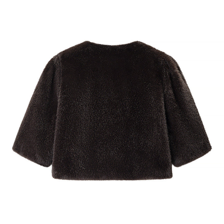 Dam kort skuren Faux Fur Bolero med 3/4 ärmar