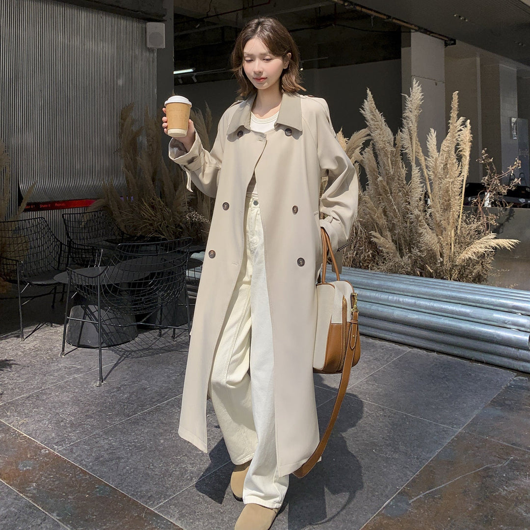 Dam lång skärning minimalistisk trenchcoat med mjuk Fall, Dropped Shoulders och justerbar ärm Straps