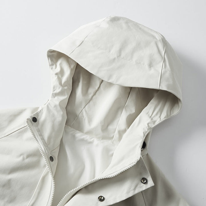 Herr Lätt Vattentät Jacka med Huva i Oversized Skärning med Elastiska Muddar &amp; Concealed Dragkedja