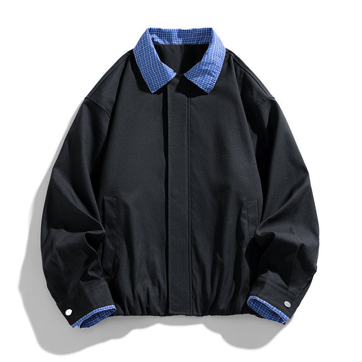 Dam Fashion Blouson Jacka med Check Krage