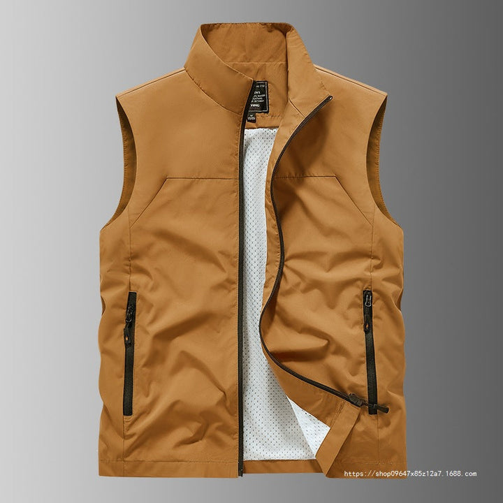 Herr Andningsbar Utility Väst med Mesh Foder, Vind och Water Repellent Exterior och Zippered Fickor