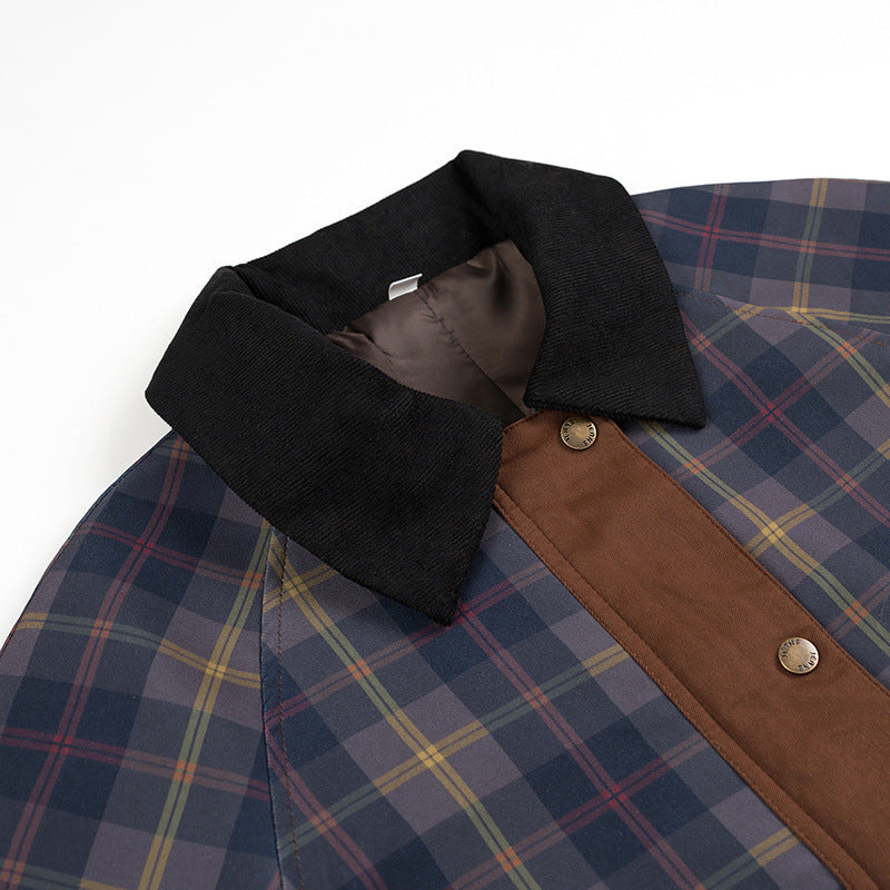 Dam oversize rutig Field jacka med Wax Finish och Double stängning