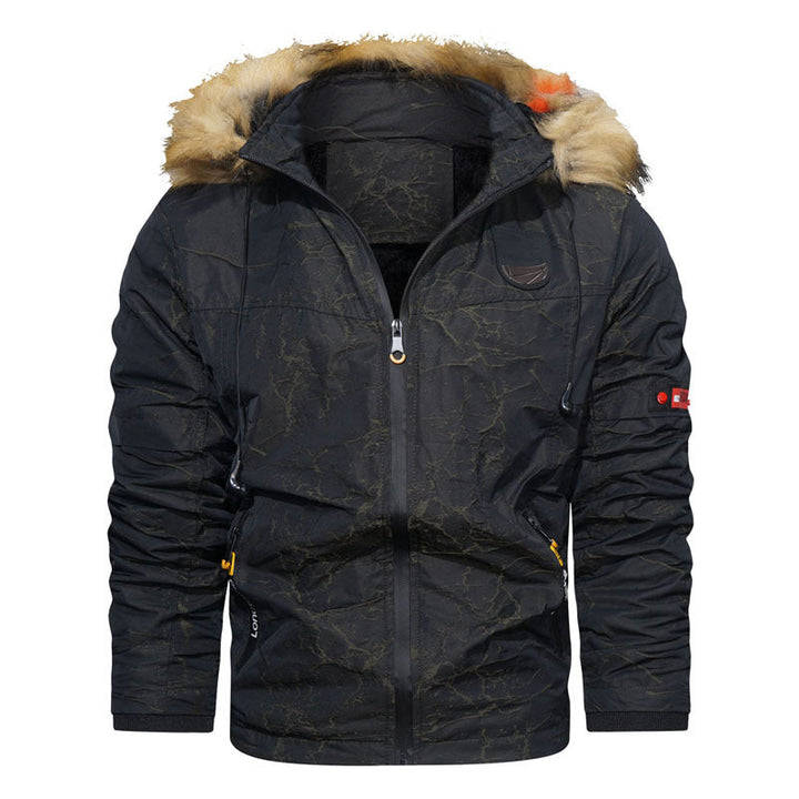 Herr Termiskly Insulated Parka i Utility Stil med Faux Fur Huva och Vadderad Foder