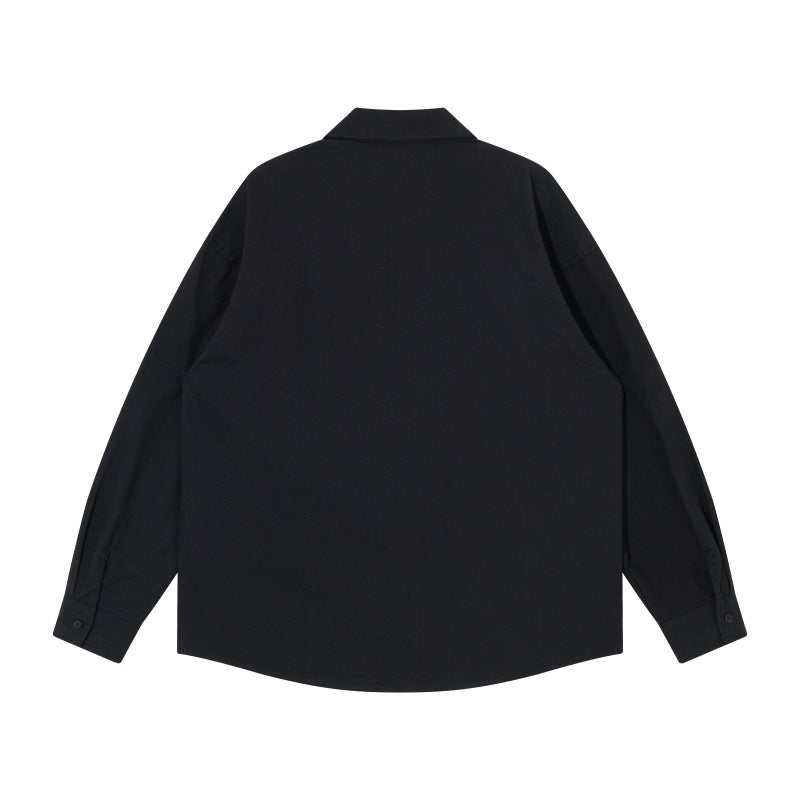 Herr oversize skjortjacka i Workwear Stil med Dekorativ Stitching och metall Rivets