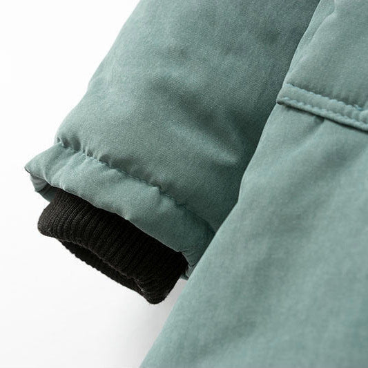 Dam vadderad vinter parka med teddy foder, huva och concealed dragkedja placket