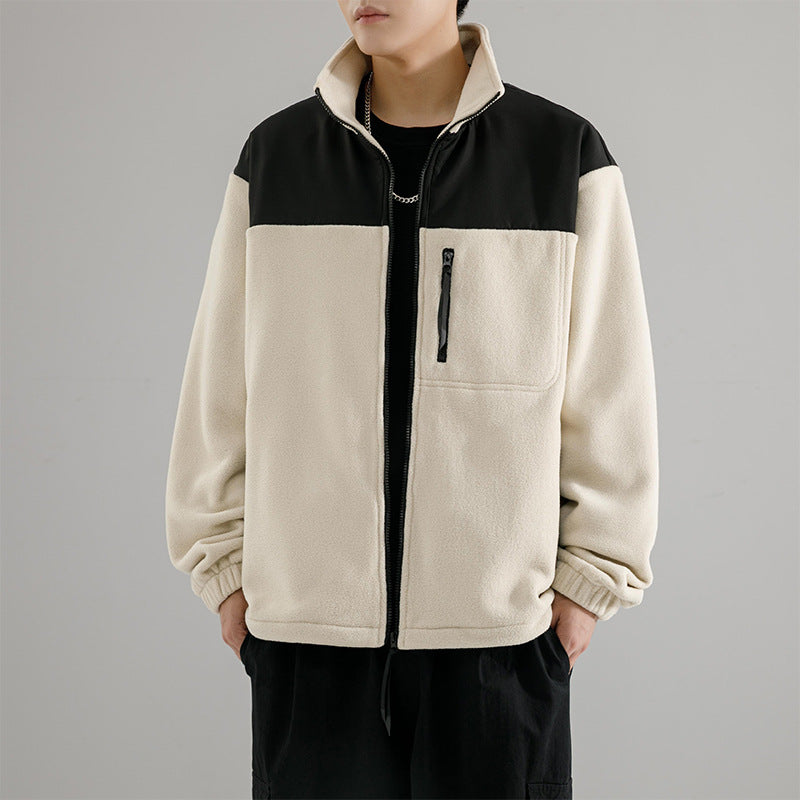Herr Fleecejacke med Verstärktem Schulterpaneel, Ståkrage och Brustreißverschluss