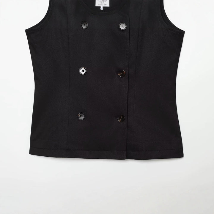 Dam Sleeveless Double-Breasted Trench-Inspired Väst