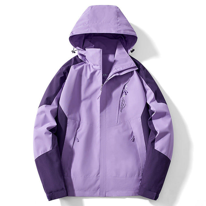 Herr Colorblock softshell Trekker Jacka med huva, dold dragkedjas och sidofickor