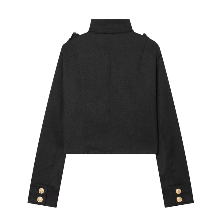 Dam kort Uniform jacka in Military stil med ståkrage och dekorativ knappslå
