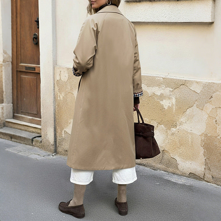 Dam Klassisk Trenchcoat med Checked Foder