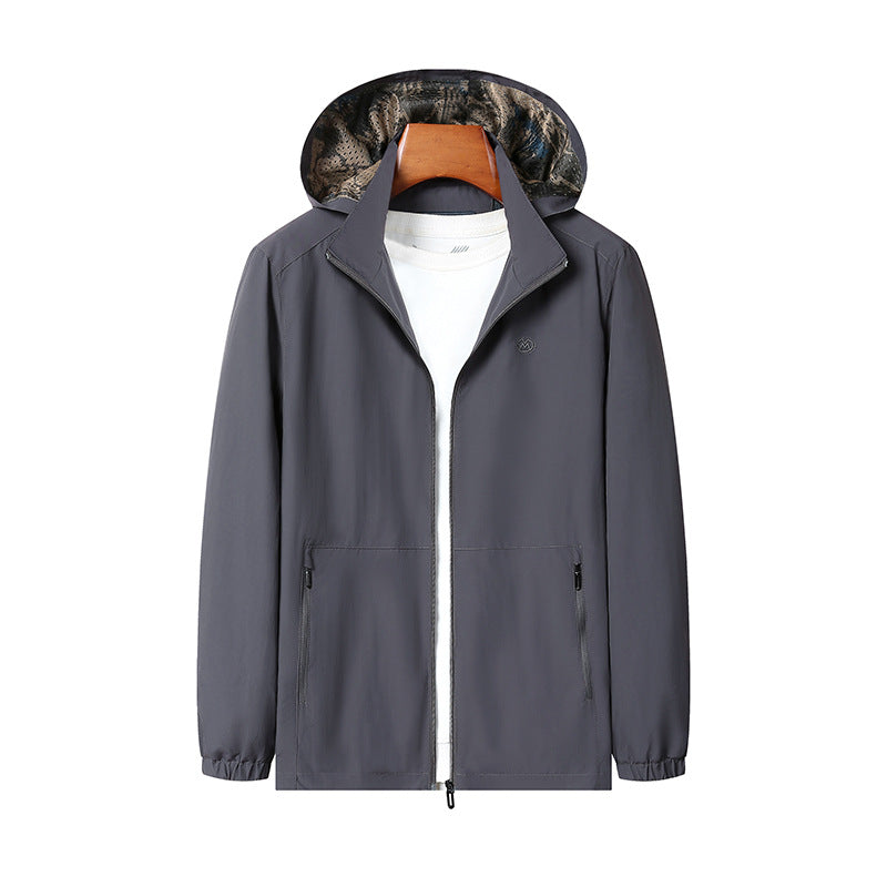 Herr Lätt Wind och Water Resistant Luvtröja Jacka med Kamouflage Foder