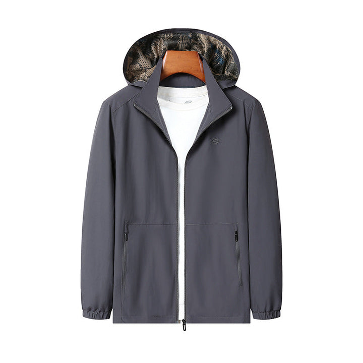 Herr Lätt Wind och Water Resistant Luvtröja Jacka med Kamouflage Foder