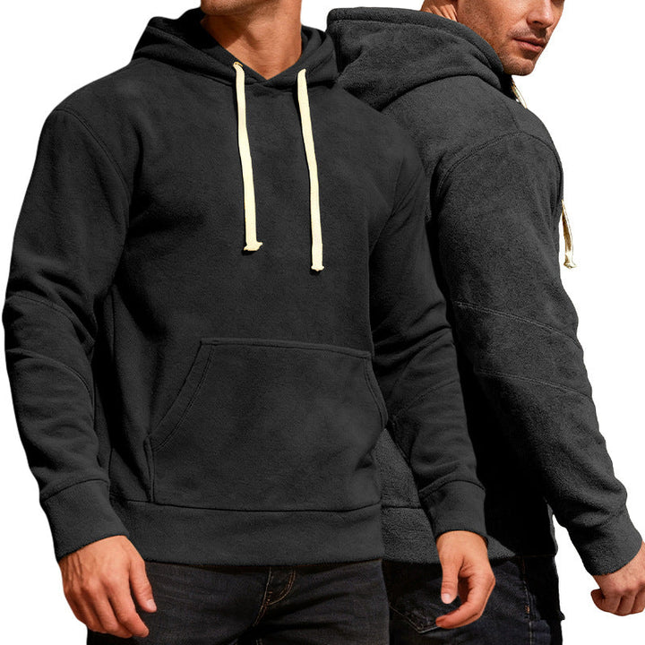 Herr Nan Velvety Luvtröja med Seam Detaljer, Känguruficka och Contrast Cord