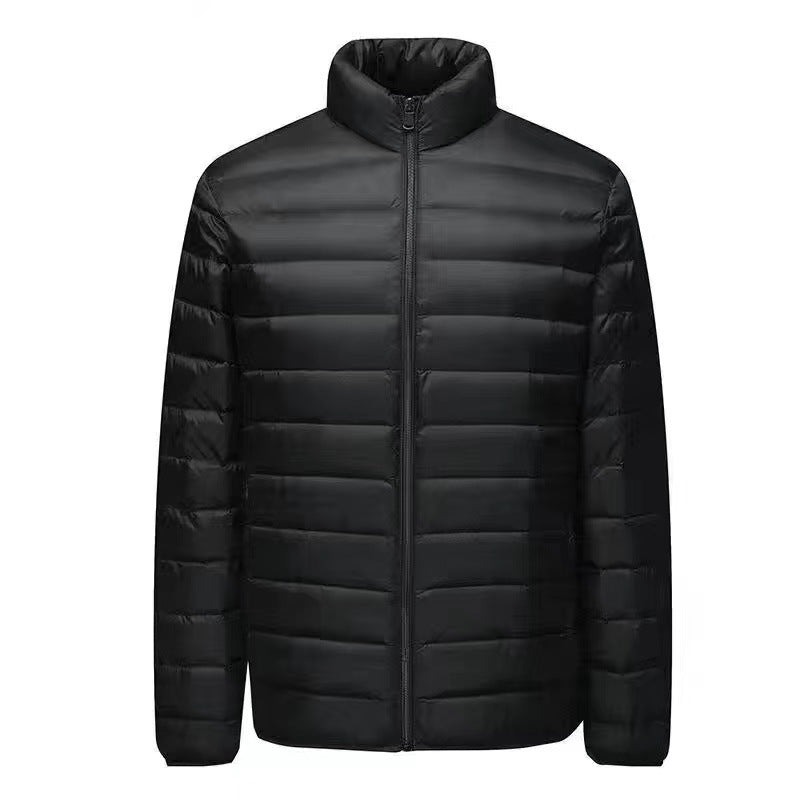 Herr ultra-light packable micro quiltad jacka med ståkrage, vadderad isolering och vindresistent skal